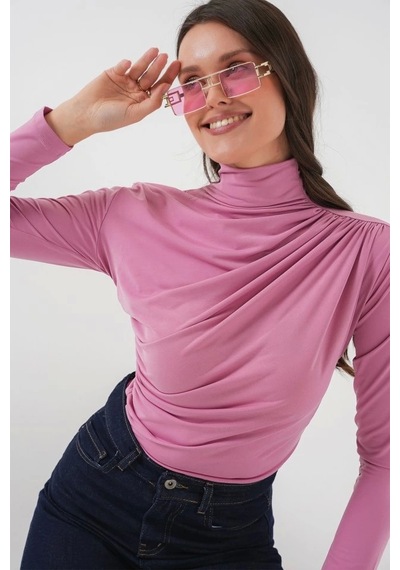 Defymoda 925 Büzgü Detaylı Sandy Bluz - Gül Kurusu Gül Kurusu