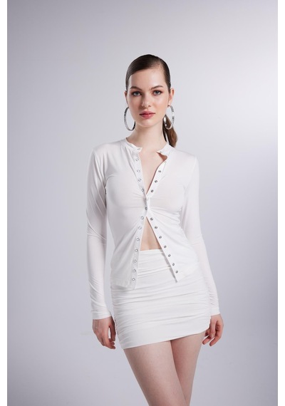 Holly Lolly Çıtçıtlı Uzun Kollu Anna Bluz Beyaz