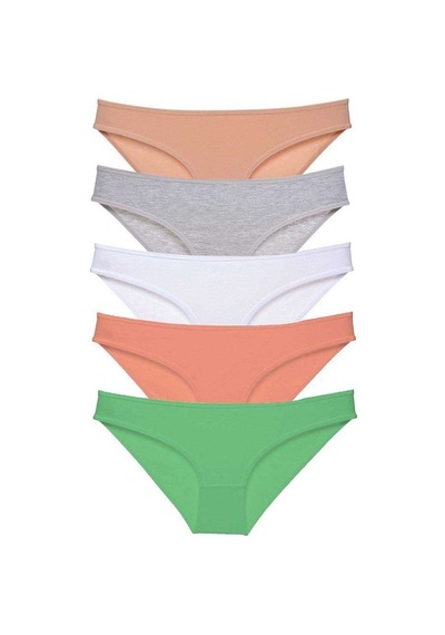 5 Adet Süper Eko Set Likralı Kadın Slip Külot Ten Gri Beyaz Pudra Yeşil Standart