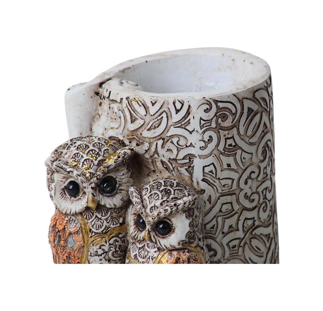 Lüks İşlemeli Aynalı Baykuş Kalemlik Biblo Dekoratif Heykel Ev Ofis Yeni Yıl Hediyelik 9 X7 Cm 9 - 11 Cm