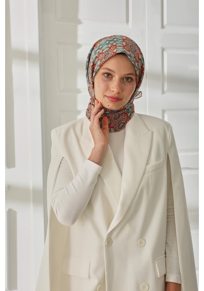 Silk Home Soft Eşarp 73093-19 Gök Mavi, Kırmızı, Ekru, Koyu Gri
