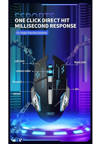 Yüksek Hassasiyetli 3200 Dpı Ayarlanabilir Metalik Kaplamalı Ergonomik Kablolu Mouse Kablosuz