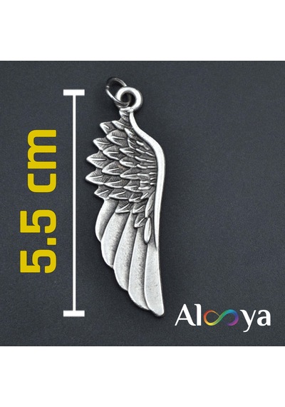 Antik Melek Kanat Gümüş Kaplama Kolye Ucu Silver