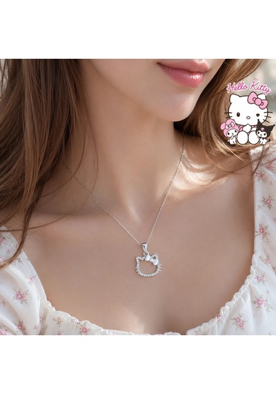 Kadın Kolye Hello Kitty Parlak 925 Ayar Gümüş Parlak Özel Kaplama Işıl Işıl Hediyelik Kadın / Genç K Çok Renkli