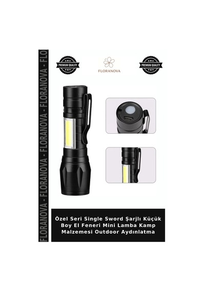 Özel Seri Single Sword Şarjlı Küçük Boy El Feneri Mini Lamba Kamp Malzemesi Outdoor Aydınlatma