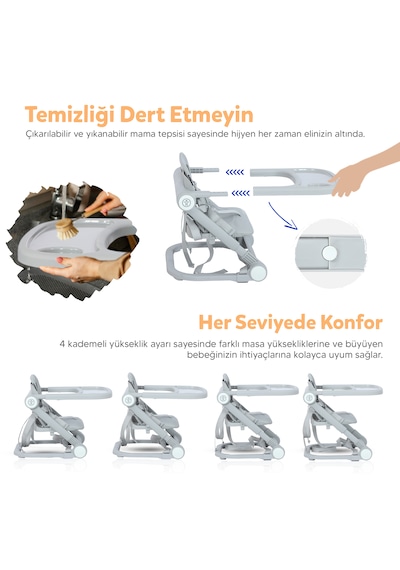 Huggy Cookie Portatif Katlanabilir Taşınabilir Mama Sandalyesi