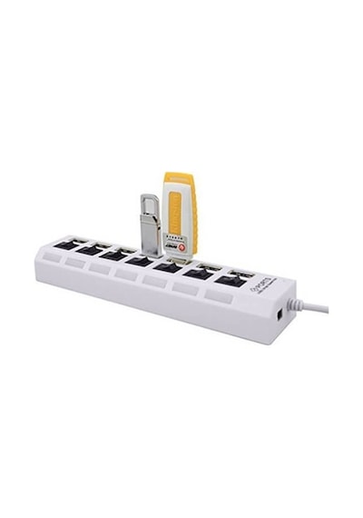 7 Port Usb Hub Çoklayıcı Çoğaltıcı Onoff Düğmeli Işıklı Adaptörlü (492982846)