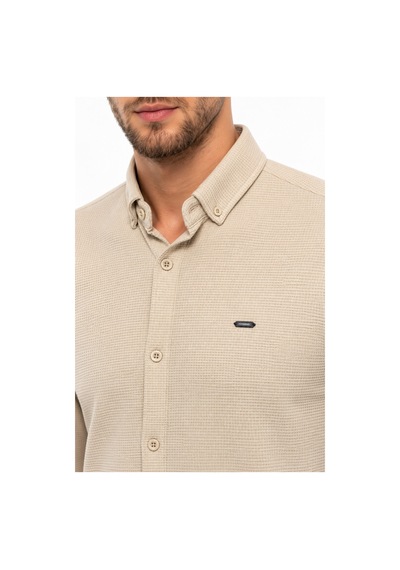 Foterman Erkek Spor Slim Fitt Uzun Kol Gömlek Bgl-st05440 Taş