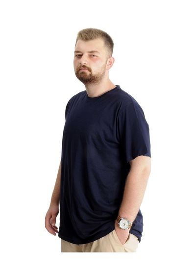 Mode Xl Büyük Beden Erkek Tshirt Bisiklet Yaka Basic 20031 Lacivert 001