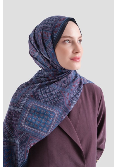 Armine Elegance Pamuk - İpek Şal As464 Siyah-mavi