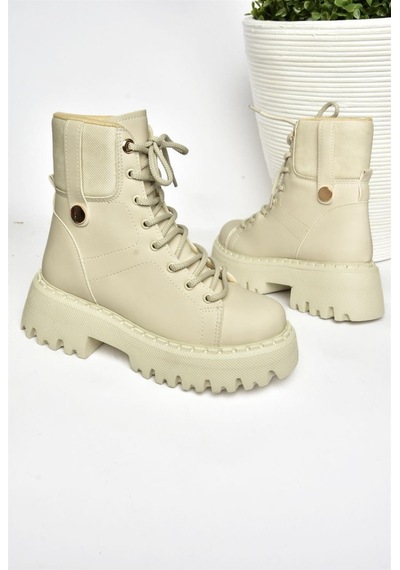 Fox Shoes R973970109 Bej Kalın Tabanlı Kadın Bot Bej