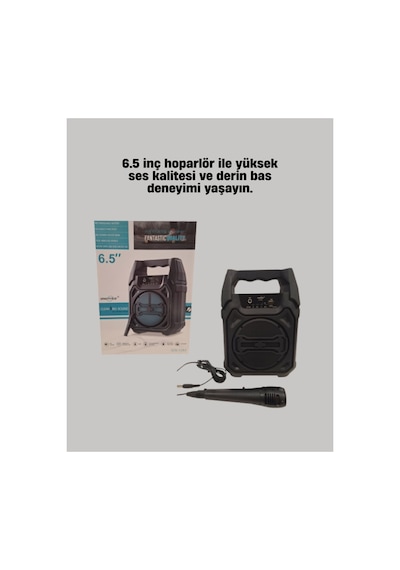 Taşınabilir 6.5 Hoparlör Usb Tf K Mikrofonlu Lı Sistem