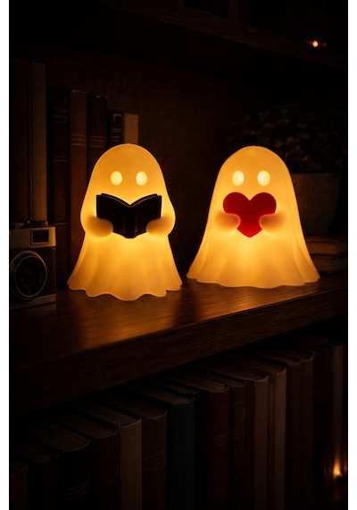 2 Li Led Kitap Okuyan & Kalpli Hayalet Gece Lambası Dekoratif Masa Lambası Diğer