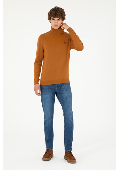 U.S. Polo Assn. Erkek Slim Fit Boğazlı Yaka Saks Basic Sweatshirt 50293523-VR153
