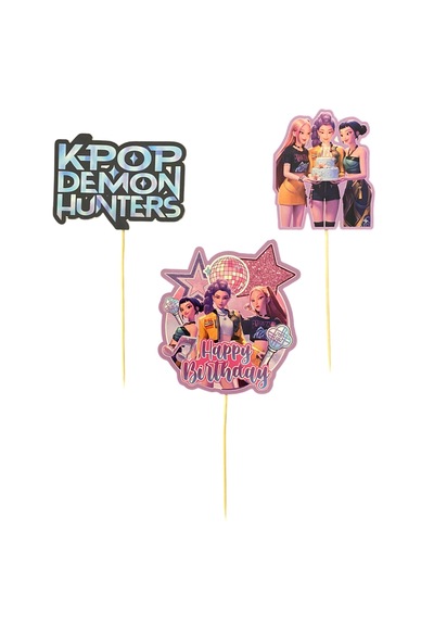 Schulzz Party K-pop Demon Hunters Temalı Mega Set Pasta Süsü 7 Parça +3