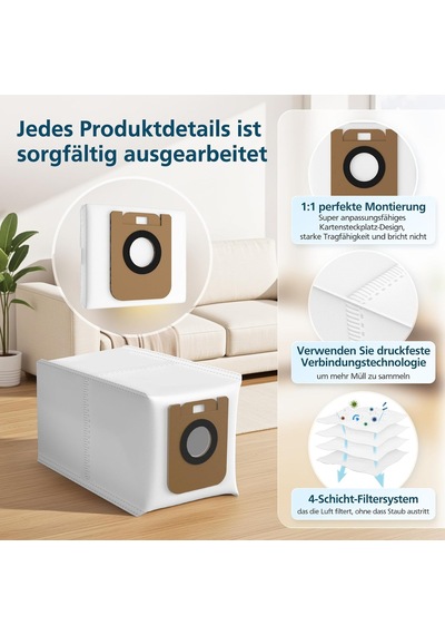 Dreame D10 Plus / D10s / Z10 Pro / L10 Robot Süpürge İçin 10 Adet Elektrikli Süpürge Torbası, Dreame D10 Plus / D10s / Z10 Pro / L10 Elektrikli Süpürge Robotu İçin Yedek Parçalar