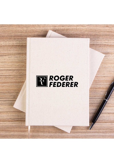 Roger Federer Text Çizgisiz Kanvas Defter Krem
