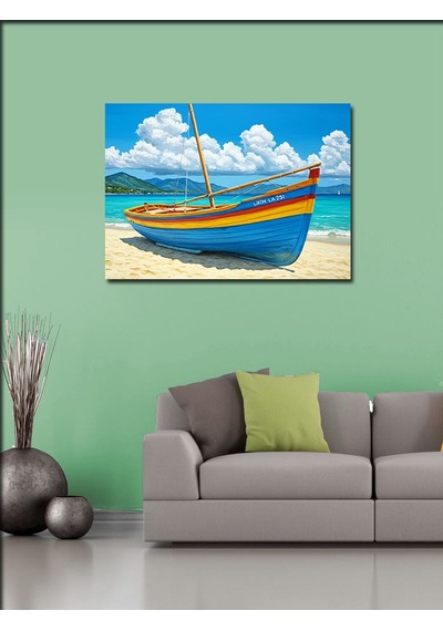 Kanvas Tablo Deniz Kıyısında Kayık 50cmx70cm
