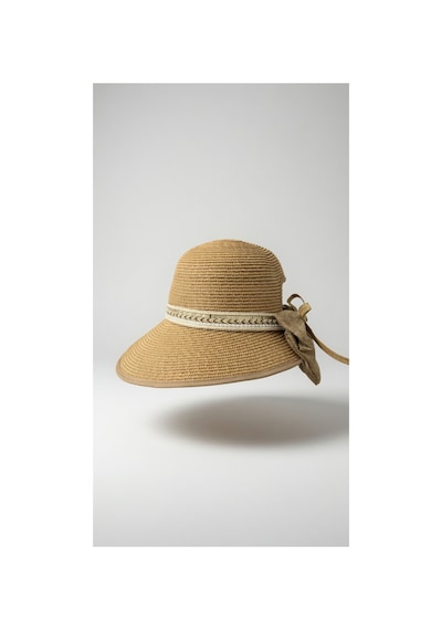 Mollycrush Kadın Camel Kurdele Detaylı Hasır Güneş Şapkası L Günlük Ve Plaj Kullanımına Uygun Cloche Model Kahverengi