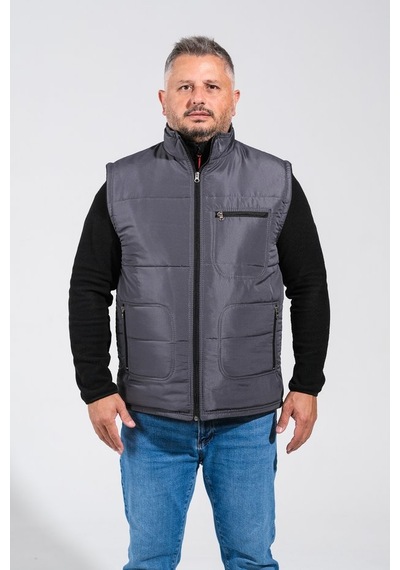 Derin Mavi Çok Cepli Günlük - İş Yeleği Xl-10xl Arası Bedenler Gri