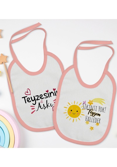 BK Kids Teyze Tasarımlı 2’li Pembe Mama Önlüğü-4 Pembe