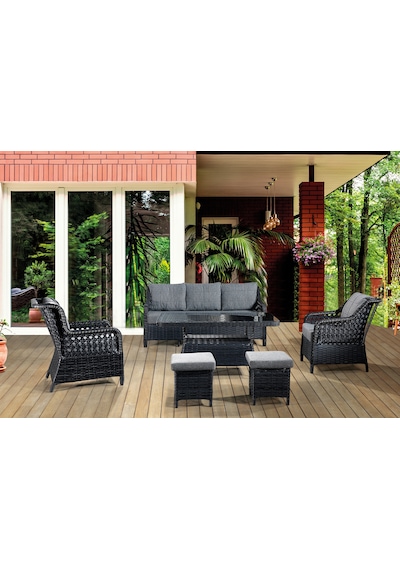 Ronda 3+1+1+2puf+masa Rattan Bahçe Balkon Mobilyası,antrasit Gri Antrasit - Gri