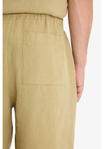 Defacto %100 Keten Relax Fit Bermuda Şort F4599ax25hskh497 Haki