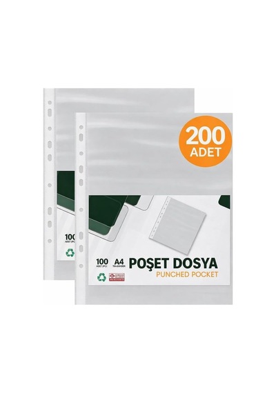 Ayrex Şeffaf Poşet Dosya 100'lü - 2 Paket - Delikli, Klasör Uyumlu A4