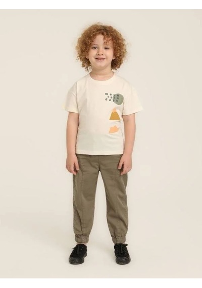 Jack Lions Erkek Bebek Pamuklu Sıfır Yaka Sırt Baskılı T-shirt-15644 Ekru