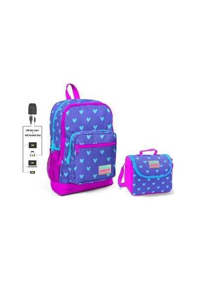 Coral High Kalp Baskılı Okul Çantası ve Beslenme Çantası Seti - K