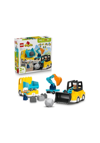 LEGO® DUPLO® Kasabası 3'ü 1 Arada İnşaat Araçları 10475 - 2 Yaş ve Üzeri Çocuklar için Yaratıcı Oyuncak Yapım Seti (22 Parça)