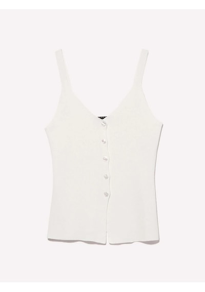 Sisley %100 Viskoz Önü Düğmeli V Yaka Slim Fit Bluz Kadın Krem Bluz - 325p1084mh00g Beyaz