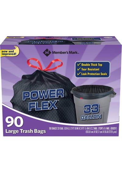 Bir Üye Markası 33 Galon Power-guard İpli Çöp Torbaları 90 Ct. - 1'li Paket