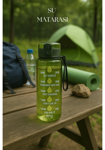 Suluk & Su Şişesi & Sporcu Matara Yeşil 1000 Ml Çok Renkli