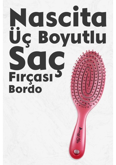 Nascita Üç Boyutlu Oval Saç Fırçası Bordo