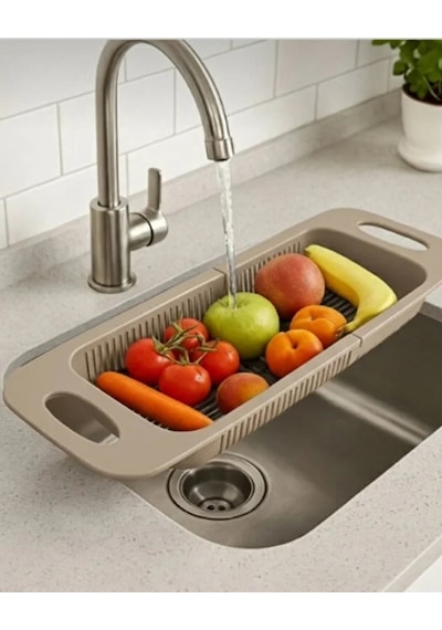 Ayarlanabilen Sürgülü Lavabo Süzgeci Sebze Meyve Kurutmalık Plastik Diğer