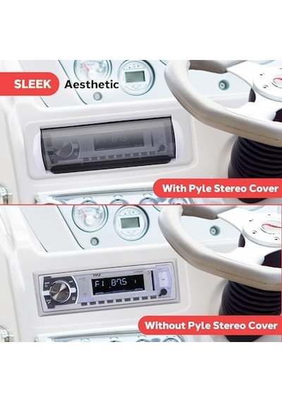 Suya Dayanıklı Deniz Stereo Kapak - Duman Renkli Ağır Hizmet Teknesi Radyo Koruyucu Kalkan Açılır Kapı Ve Yaylı