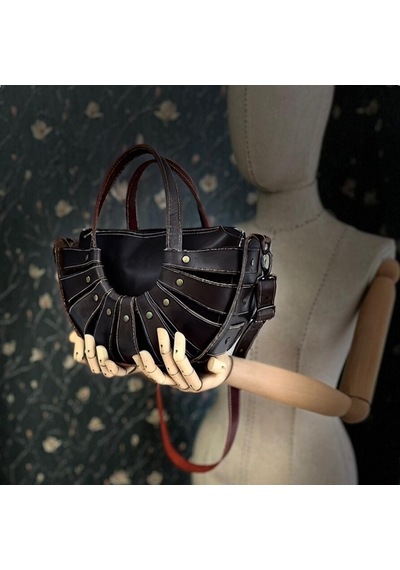 Carıdea El Yapımı Hakiki Deri Bayan Çanta, Clutch, El Omuz Çantası V93 Siyah