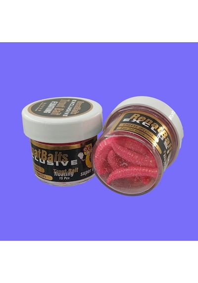 Renat Trout Bait Peynir Kokulu Silikon Kurtçuk Alabalık Yemi 15 Pcs - Pembe Simli-9563
