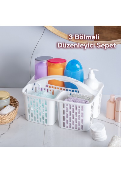 Porsima 8114 Org-51 3 Bölmeli Düzenleyici Sepet - Organizer Beyaz