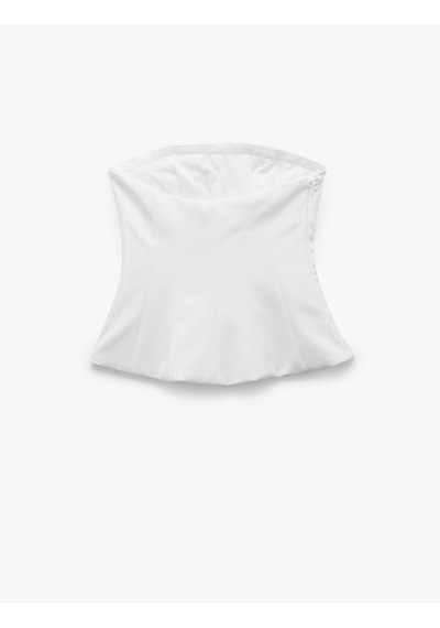 Koton Viskon Crinkle Kumaş Straplez Bluz Kırık Beyaz 5sak30040uw Ekru