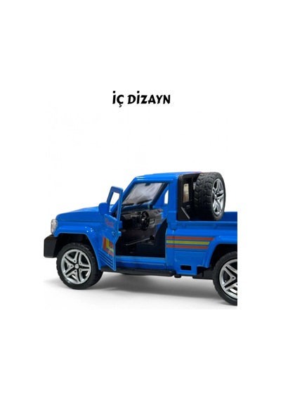 Mavi Diecast 1:32 Metal Çek Bırak Pickup Kamyonet - Açılabilir Kapılı Oyuncak Araba 13 Cm Çok Renkli