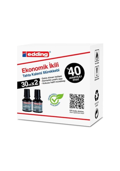 Eddıng Tahta Kalemi Mürekkebi Siyah 2 Li Bt-30