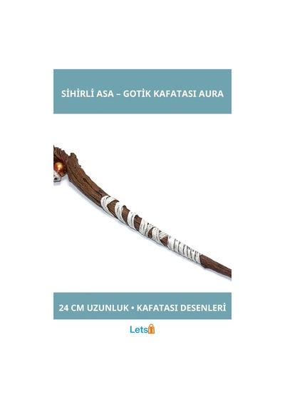 Gotik Polyester Sihirli Asa 24 Cm Kafatası Detaylı Büyü Aksesuarı 1 Adet