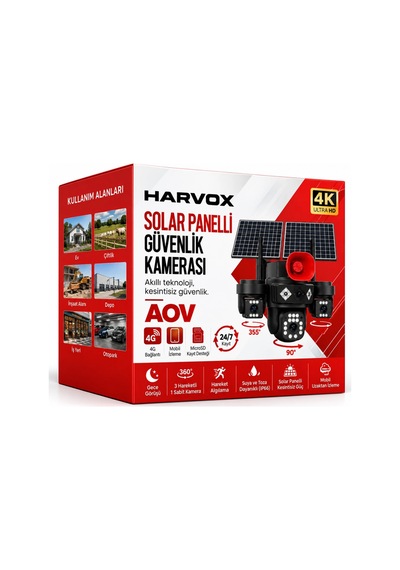 Harvox Hx-sc005 4k Panelli Güneş Enerjili 4g Sım Kart Destekli Kablosuz Güvenlik Kamerası