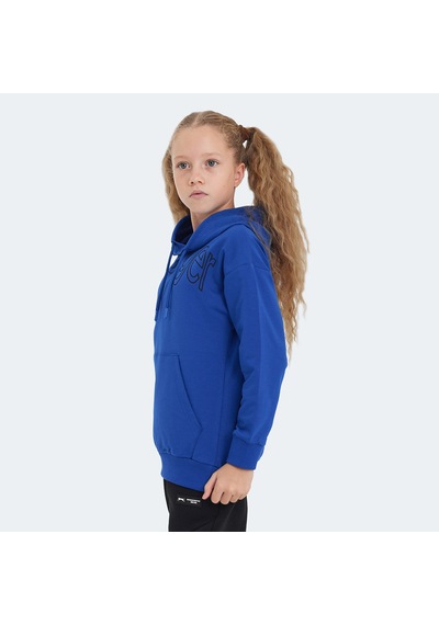 Slazenger LETTO Çocuk Kapüşonlu Cepli Saks Mavi Sweatshirt