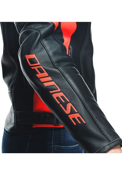 Dainese Racing 4 Kadın Deri Mont Kırmızı - Siyah