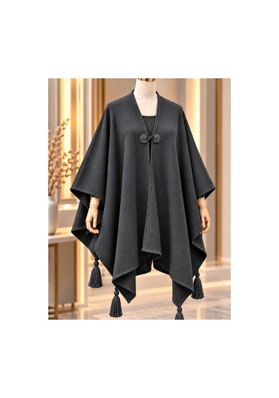 Genel Markalar Novea Scarf Gri Renk Düz Triko Panço Gri - 938354084 Gri