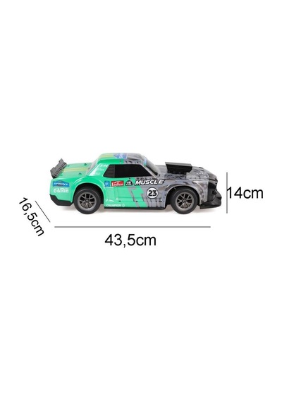Uzaktan Kumandalı 9 Fonksiyonlu Sesli Işıklı 1:8 Ölçekli Duman Ve Drift Atan 2.4ghz Oyuncak Araba Yeşil
