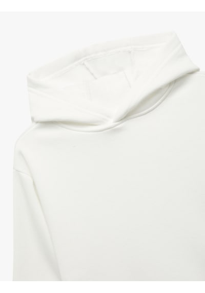 Koton Pamuklu Uzun Kollu Kapşonlu Şardonlu Oversize Sweatshirt Ekru 7wkb10027tk